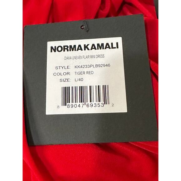 Norma Kamali Diana Uneven Flair Mini Dress Red Size Large/40 NWT One Shoulder - Picture 4 of 11